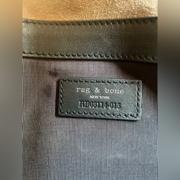 Rag and Bone Aston Mini Crossbody Stone Grey and Black Logo Suede Leather Womens - Picture 4 of 16